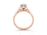 Rose gold Emerald Cut Moissanite Solitaire Engagement Ring with Cathedral Setting and Four-Prong Mount_27