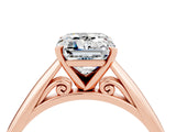 Rose gold Emerald Cut Moissanite Solitaire Engagement Ring with Cathedral Setting and Four-Prong Mount_28