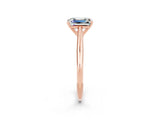 Rose gold Emerald Cut Moissanite Solitaire Engagement Ring with Cathedral Setting and Four-Prong Mount_32