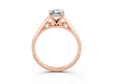 Rose gold Emerald Cut Moissanite Solitaire Engagement Ring with Cathedral Setting and Four-Prong Mount_33
