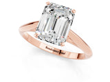 Rose gold Emerald Cut Moissanite Solitaire Engagement Ring with Cathedral Setting and Four-Prong Mount_67