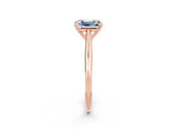 Rose gold Emerald Cut Moissanite Solitaire Engagement Ring with Cathedral Setting and Four-Prong Mount_68