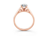 Rose gold Emerald Cut Moissanite Solitaire Engagement Ring with Cathedral Setting and Four-Prong Mount_69