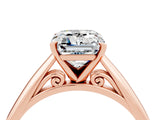 Rose gold Emerald Cut Moissanite Solitaire Engagement Ring with Cathedral Setting and Four-Prong Mount_70