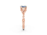 Rose gold Emerald Cut Moissanite Solitaire Engagement Ring with Celtic Knot Band and Four-Prong Setting_2