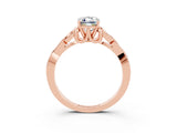 Rose gold Emerald Cut Moissanite Solitaire Engagement Ring with Celtic Knot Band and Four-Prong Setting_3