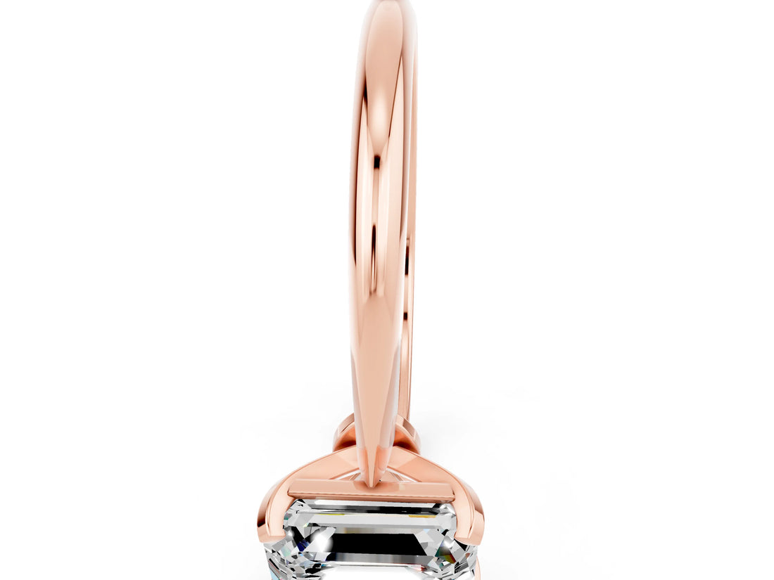 Rose gold Emerald Cut Moissanite Solitaire Engagement Ring with Classic Band and Four-Prong Setting_24