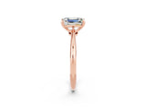 Rose gold Emerald Cut Moissanite Solitaire Engagement Ring with Classic Band and Four-Prong Setting_26