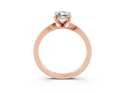Rose gold Emerald Cut Moissanite Solitaire Engagement Ring with Classic Band and Four-Prong Setting_27