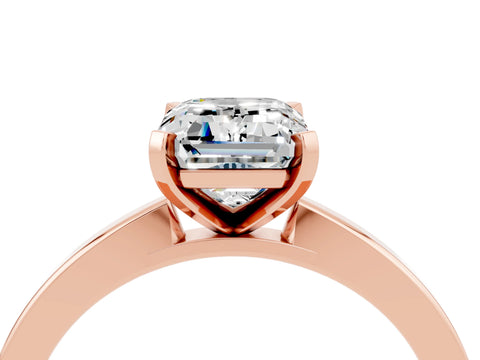 Rose gold Emerald Cut Moissanite Solitaire Engagement Ring with Classic Band and Four-Prong Setting_28