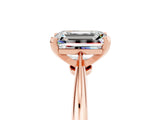Rose gold Emerald Cut Moissanite Solitaire Engagement Ring with Classic Band and Four-Prong Setting_29