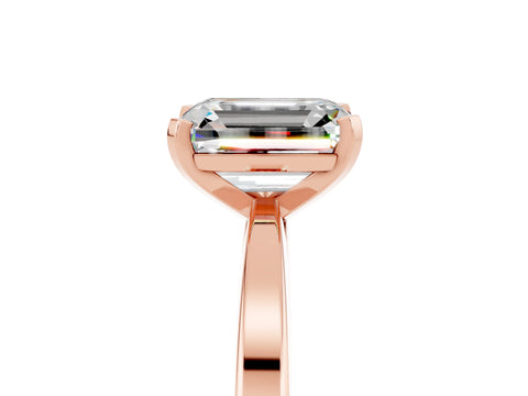 Rose gold Emerald Cut Moissanite Solitaire Engagement Ring with Classic Band and Four-Prong Setting_29