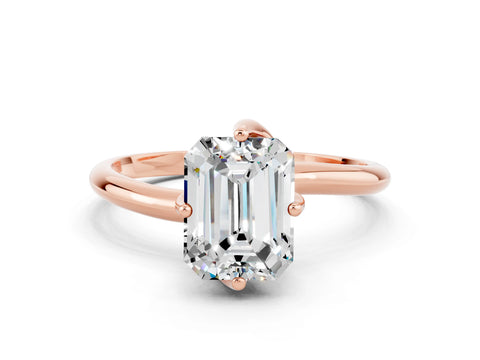 Rose gold Emerald Cut Moissanite Solitaire Engagement Ring with Four-Prong Setting and Classic Band_12