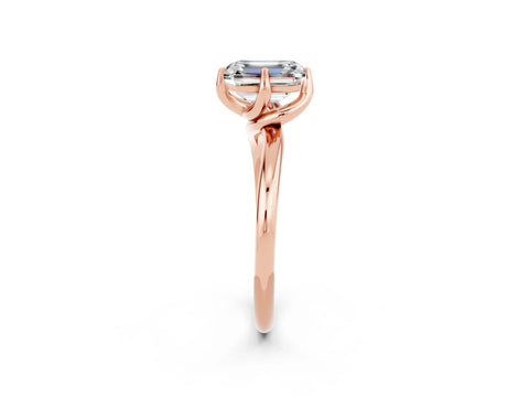 Rose gold Emerald Cut Moissanite Solitaire Engagement Ring with Four-Prong Setting and Classic Band_14