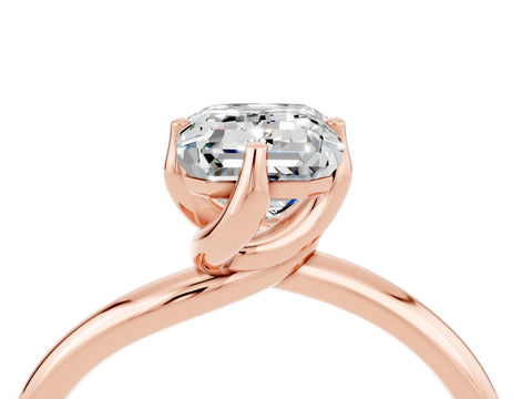 Rose gold Emerald Cut Moissanite Solitaire Engagement Ring with Four-Prong Setting and Classic Band_16