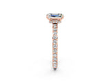 Rose gold Emerald Cut Moissanite Solitaire Engagement Ring with Pavé Band and Four-Prong Setting_2