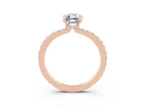 Rose gold Emerald Cut Moissanite Solitaire Engagement Ring with Pavé Band and Four-Prong Setting_3