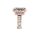 Rose gold Emerald Cut Moissanite Solitaire Engagement Ring with Pavé Band and Four-Prong Setting_5