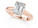 Rose gold Emerald Cut Moissanite Solitaire Engagement Ring with Round Band and Four-Prong Setting_1