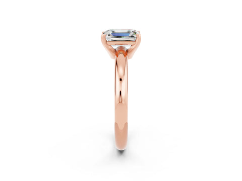 Rose gold Emerald Cut Moissanite Solitaire Engagement Ring with Round Band and Four-Prong Setting_2