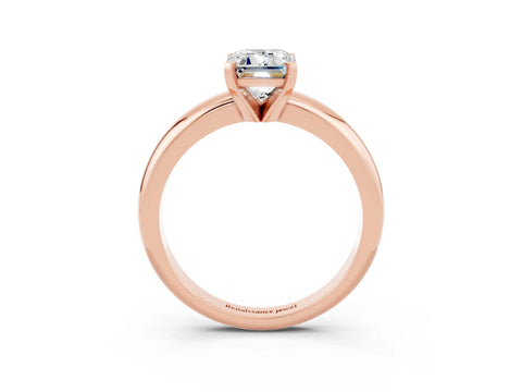 Rose gold Emerald Cut Moissanite Solitaire Engagement Ring with Round Band and Four-Prong Setting_3