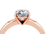 Rose gold Emerald Cut Moissanite Solitaire Engagement Ring with Round Band and Four-Prong Setting_4