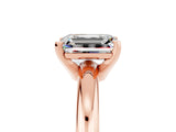 Rose gold Emerald Cut Moissanite Solitaire Engagement Ring with Round Band and Four-Prong Setting_5