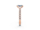 Rose gold Emerald Cut Moissanite Solitaire Pavé Band with Four-Prong Setting_2