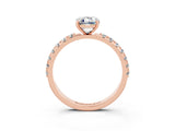 Rose gold Emerald Cut Moissanite Solitaire Pavé Band with Four-Prong Setting_3