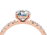 Rose gold Emerald Cut Moissanite Solitaire Pavé Band with Four-Prong Setting_4