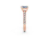 Rose gold Emerald Cut Moissanite Solitaire Pavé Engagement Ring with Round Band and Prong Setting_14