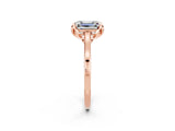 Rose gold Emerald Cut Moissanite Solitaire Ring with Flower Prong Setting and Classic Band_14