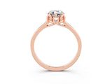 Rose gold Emerald Cut Moissanite Solitaire Ring with Flower Prong Setting and Classic Band_15