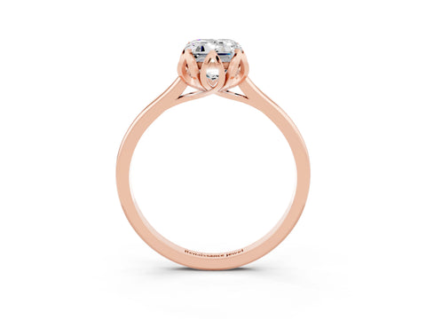 Rose gold Emerald Cut Moissanite Solitaire Ring with Flower Prong Setting and Classic Band_15
