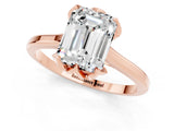 Rose gold Emerald Cut Moissanite Solitaire Ring with Flower Prong Setting and Classic Band_39