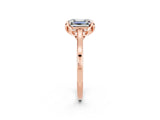 Rose gold Emerald Cut Moissanite Solitaire Ring with Flower Prong Setting and Classic Band_40