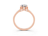 Rose gold Emerald Cut Moissanite Solitaire Ring with Flower Prong Setting and Classic Band_41