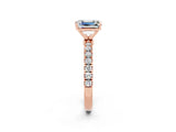 Rose gold Emerald Cut Moissanite Solitaire Ring with Pavé Accents and Four-Prong Setting_2