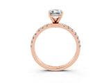 Rose gold Emerald Cut Moissanite Solitaire Ring with Pavé Accents and Four-Prong Setting_3