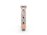 Rose gold Emerald Cut Moissanite Solitaire Ring with Pavé and Channel Set Band_2