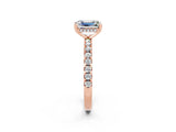Rose gold Emerald Cut Moissanite Solitaire Ring with Round  Pavé Band and Four-Prong Setting_32
