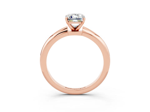 Rose gold Emerald Cut Moissanite Solitaire Ring with Six-Prong Setting and Classic Band_3