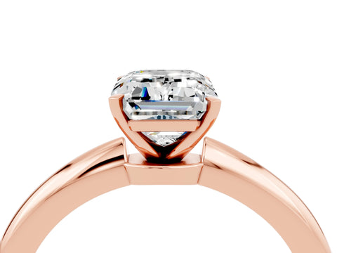 Rose gold Emerald Cut Moissanite Solitaire Ring with Six-Prong Setting and Classic Band_4