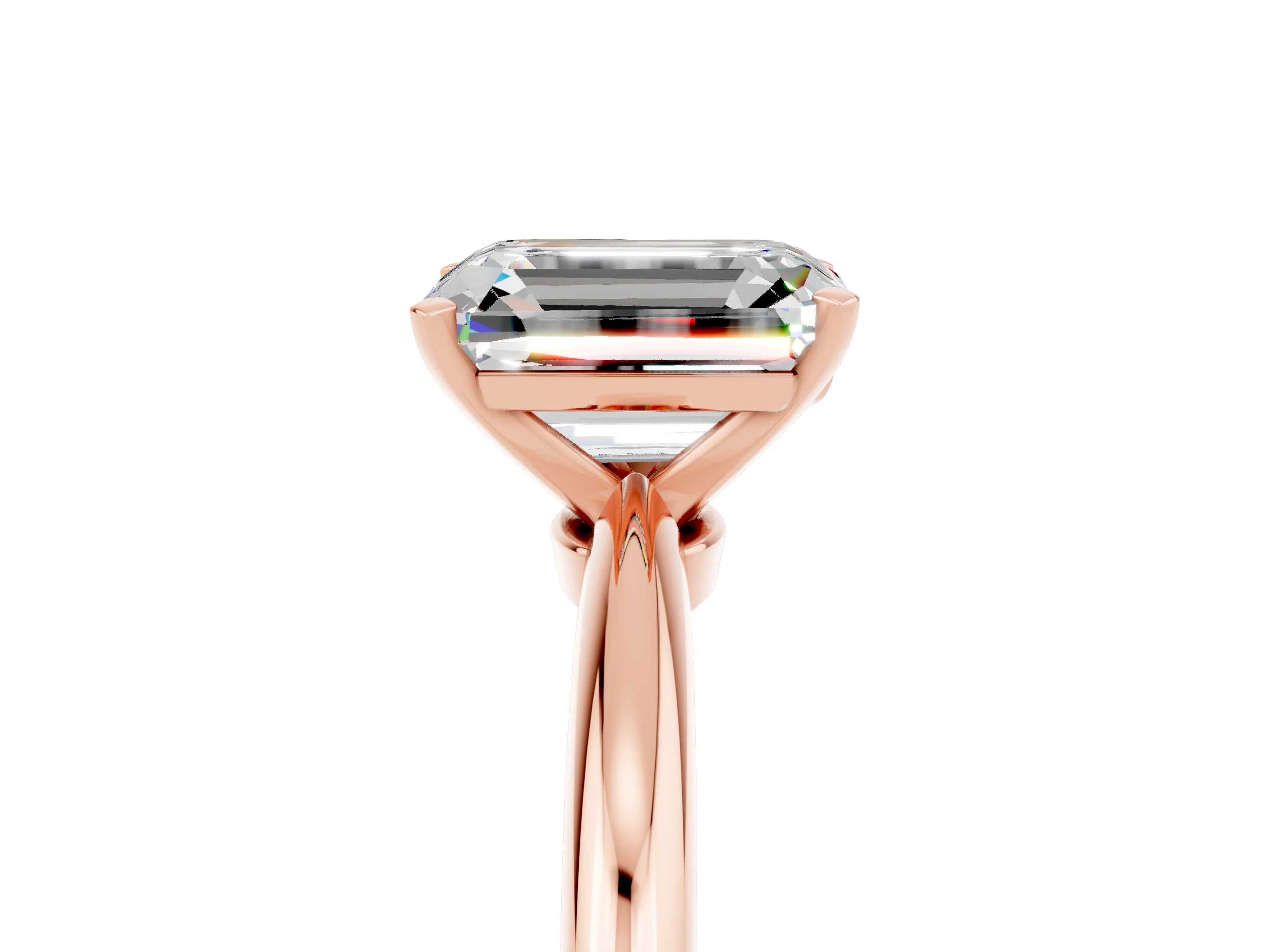 Rose gold Emerald Cut Moissanite Solitaire Ring with Six-Prong Setting and Classic Band_5