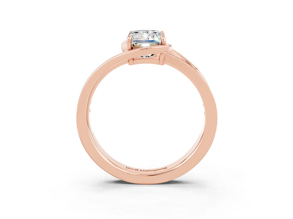 Rose gold Emerald Cut Moissanite Solitaire Ring with Split Shank and Prong Setting