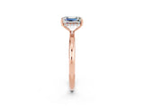 Rose gold Emerald Cut Moissanite Solitaire Ring with Thin Band and Four-Prong Setting_2