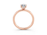 Rose gold Emerald Cut Moissanite Solitaire Ring with Thin Band and Four-Prong Setting_3