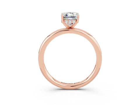 Rose gold Emerald Cut Moissanite Solitaire Ring with Thin Band and Four-Prong Setting_3