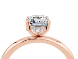 Rose gold Emerald Cut Moissanite Solitaire Ring with Thin Band and Four-Prong Setting_4
