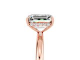 Rose gold Emerald Cut Moissanite Solitaire Ring with Thin Band and Four-Prong Setting_5